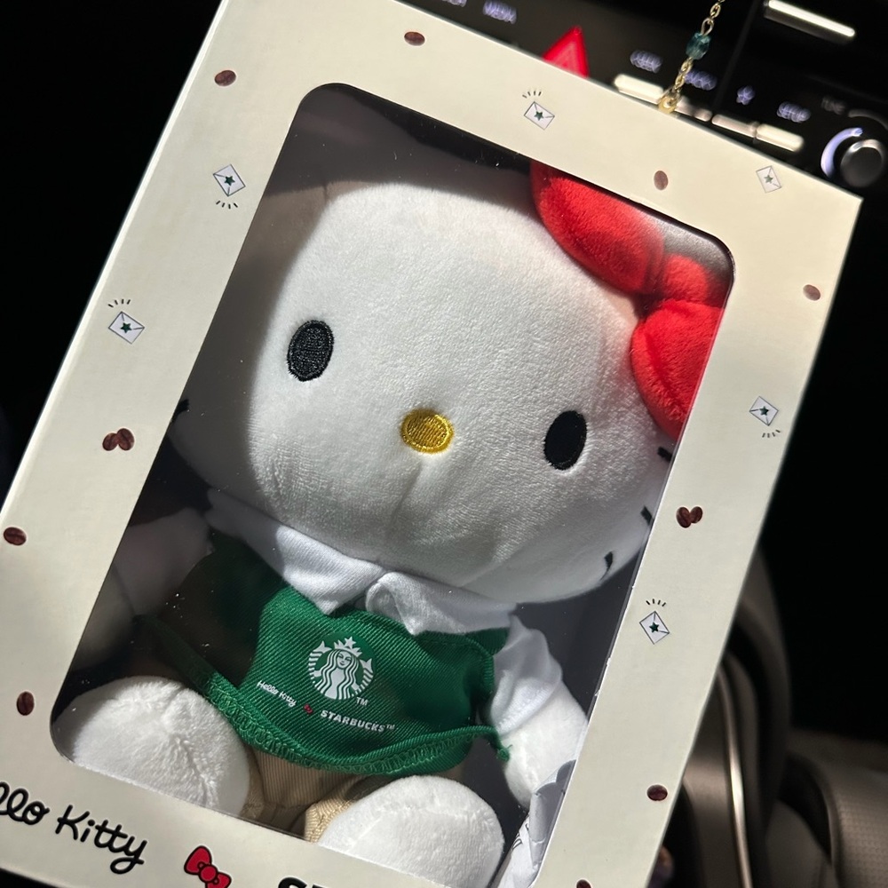 Starbucks Hello Kitty Plush with Red Bow and Green Apron